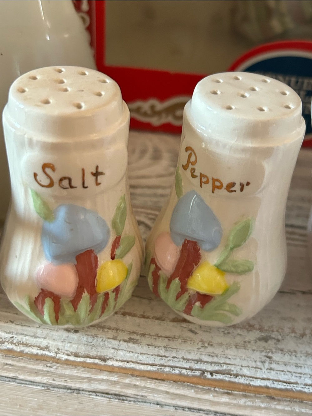 Vintage Arnel’s PotteryHand-Painted Salt & Pepper Shakers Mushroom Pastel Design